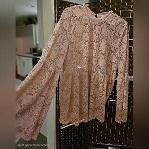 Lace Boho Babydoll Top in Soft Pink